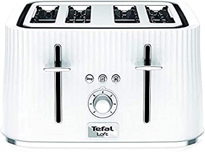 Tefal Loft TT760140 4 Slot Toaster/White Slice, Plastic, 1700 W