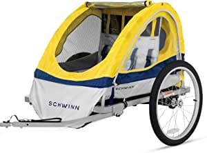 Schwinn Echo, and Trailblazer Child Bike Trailer, Single and Double Baby Carrier, Canopy, 16-20-inch Wheels